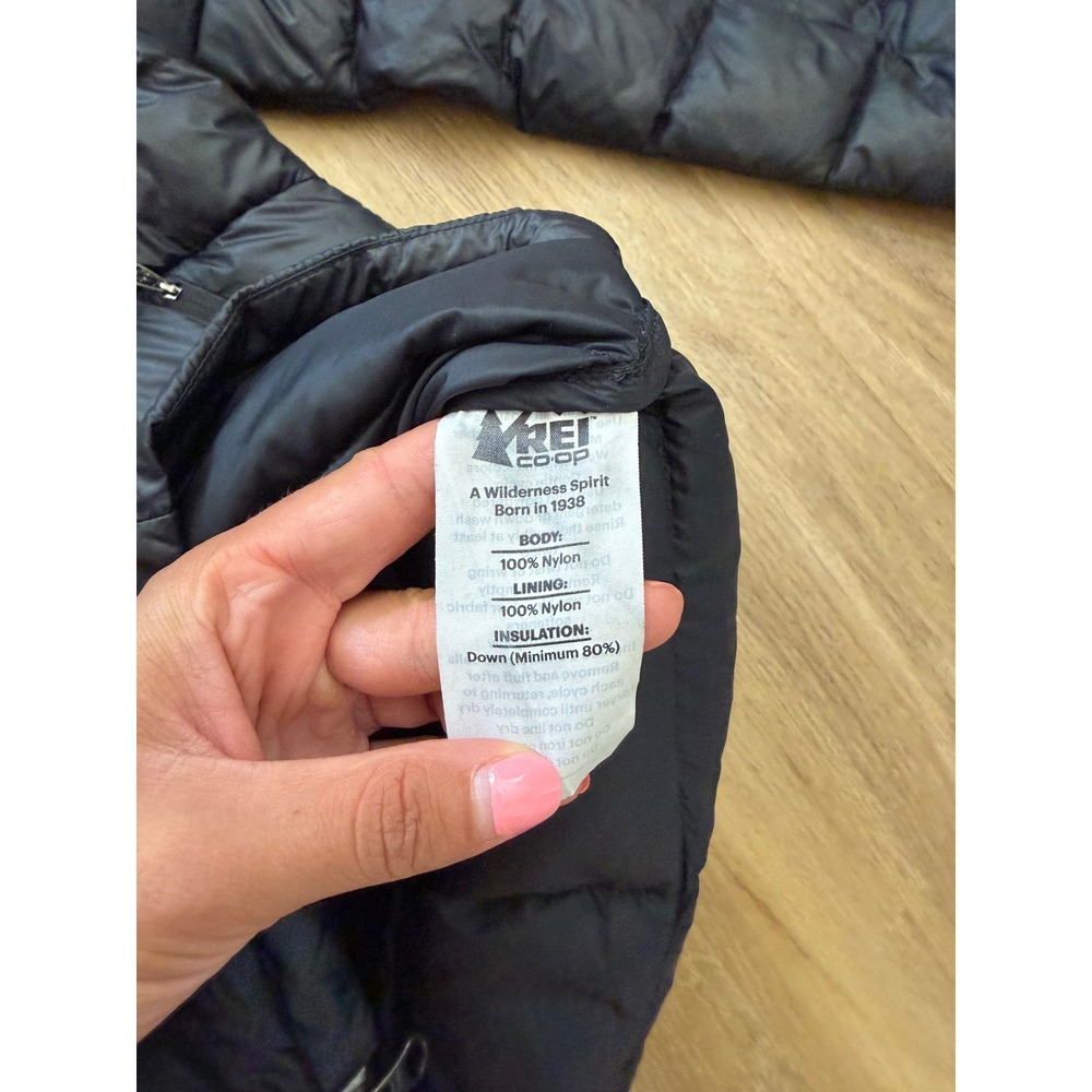 REI Co-op 650 Down Parka 2.0 Black Hooded Puffer Jacket M Snow outdoors Womens - Picture 6 of 8